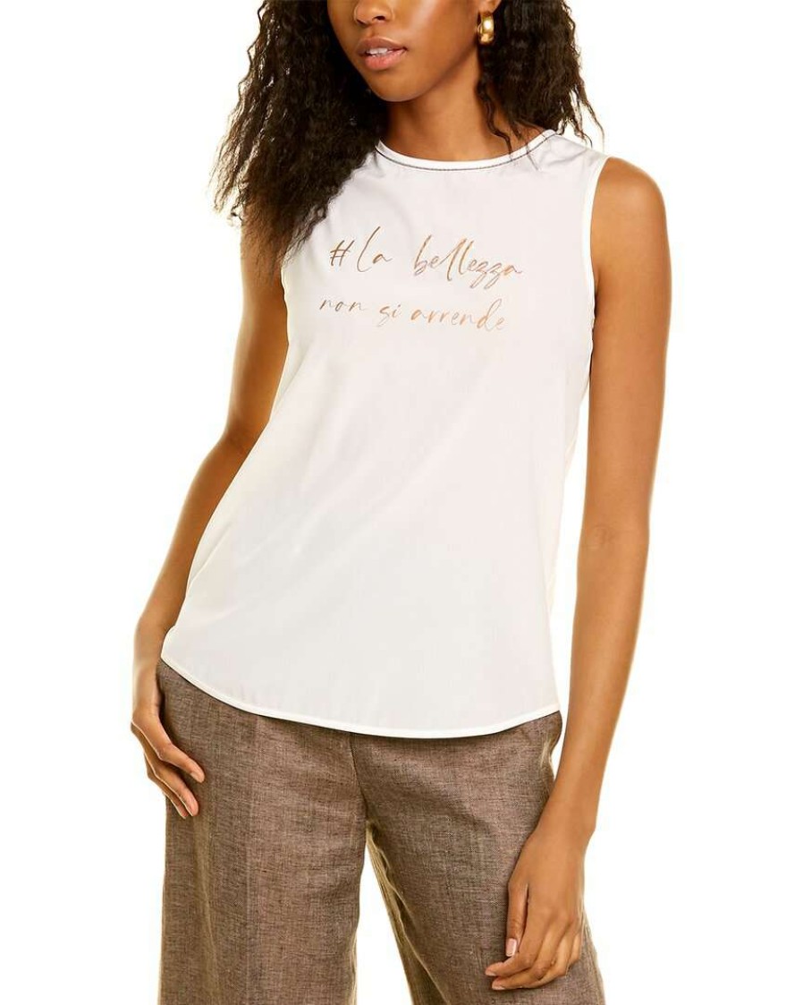 Clothing * | Women Peserico Silk-Blend Top White