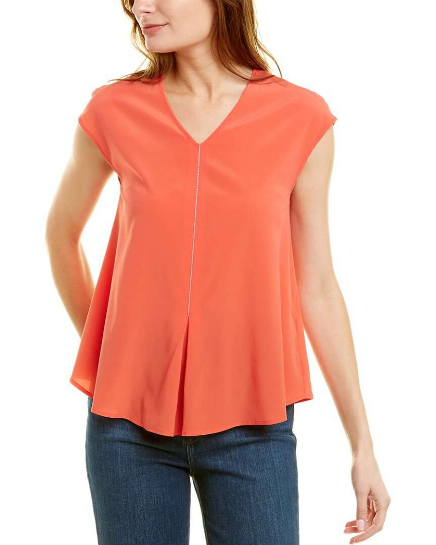 Clothing * | Women Peserico Silk-Blend Top Red