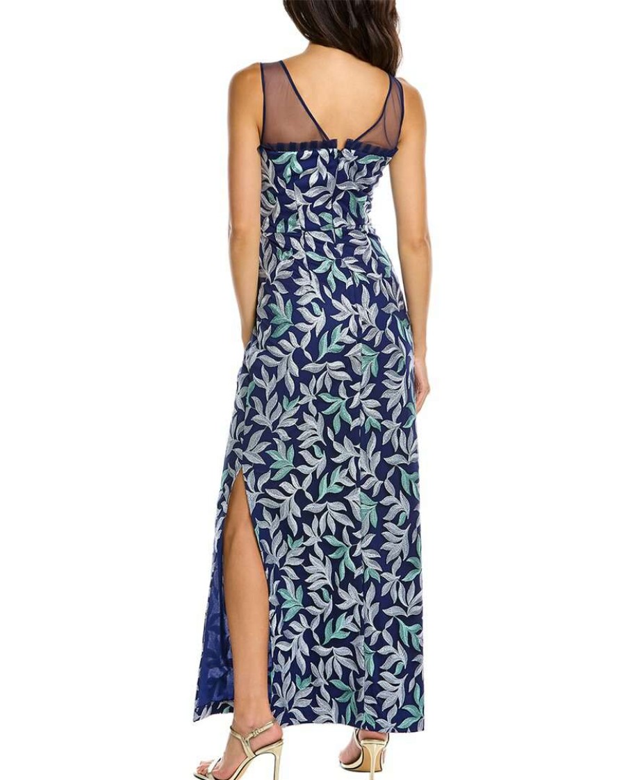 Clothing * | Women Js Collections Leighton Illusion Gown Blue