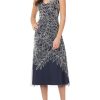 Clothing * | Js Collections Womens Beaded Midi Cocktail And Party Dress Navy/White