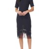 Clothing * | Js Collections Womens Beaded Illusion Hem Cocktail And Party Dress Navy