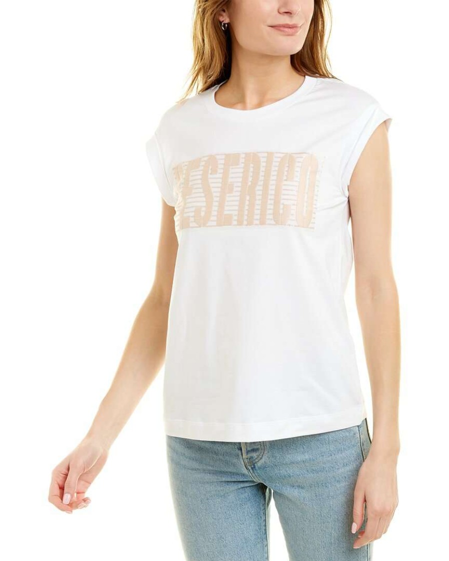 Clothing * | Women Peserico Embroidered Front T-Shirt White