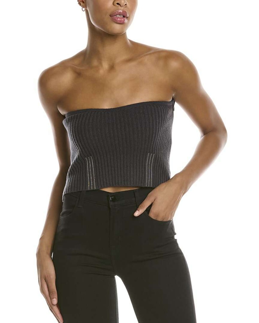 Clothing * | Women Peserico Wool, Silk & Cashmere-Blend Tube Top Grey