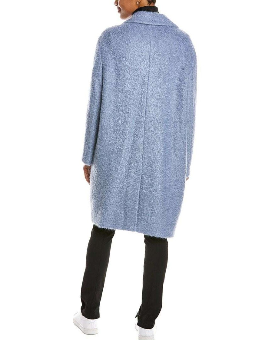 Clothing * | Women Peserico Fuzzy Mohair & Wool-Blend Coat Blue