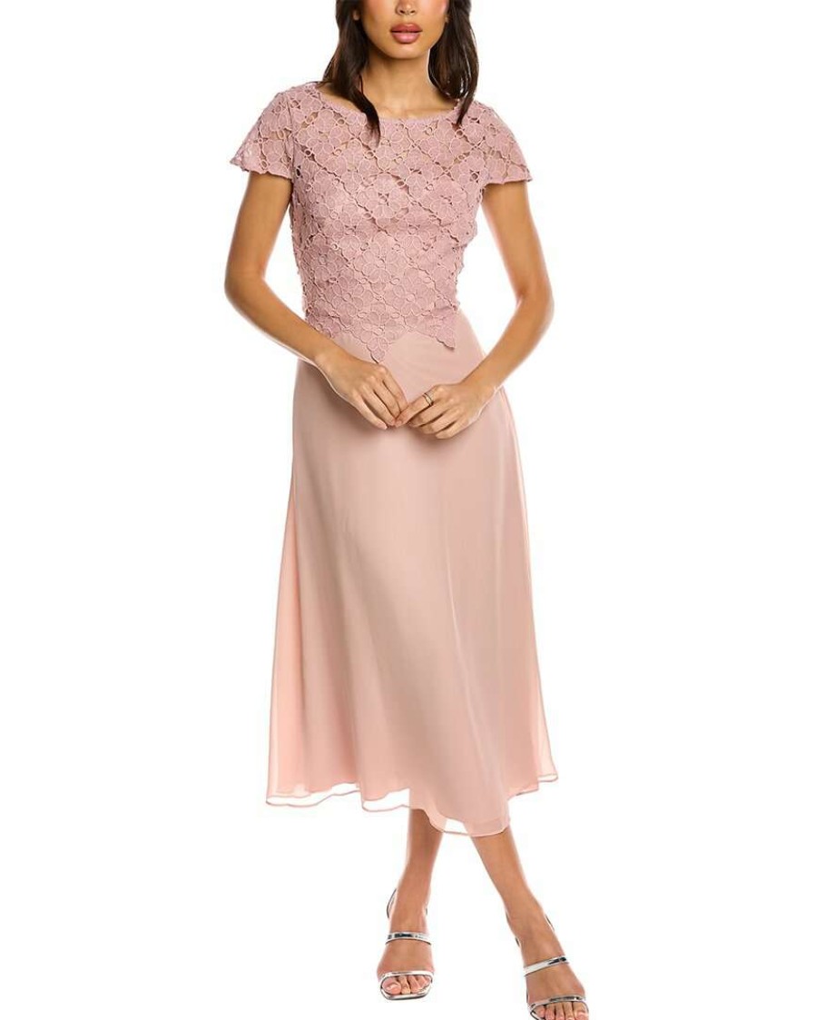 Clothing * | Women Js Collections Laura Chiffon Midi Dress Pink