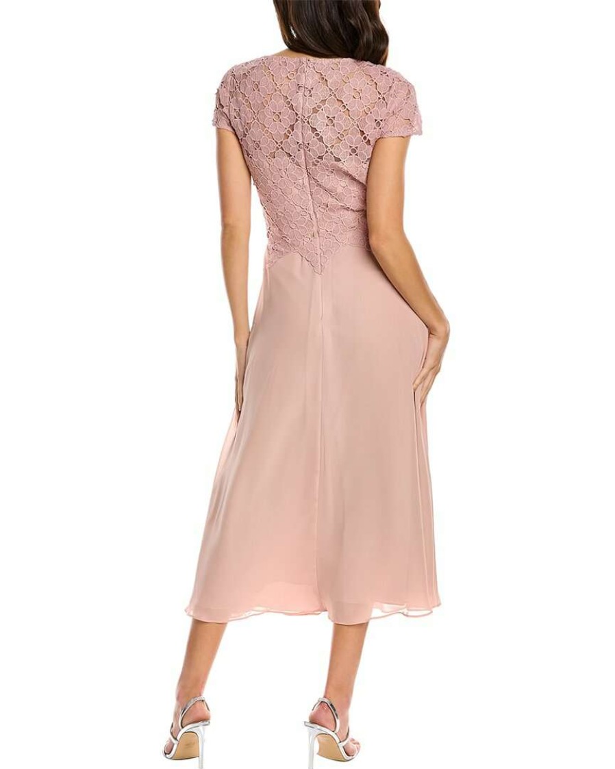 Clothing * | Women Js Collections Laura Chiffon Midi Dress Pink