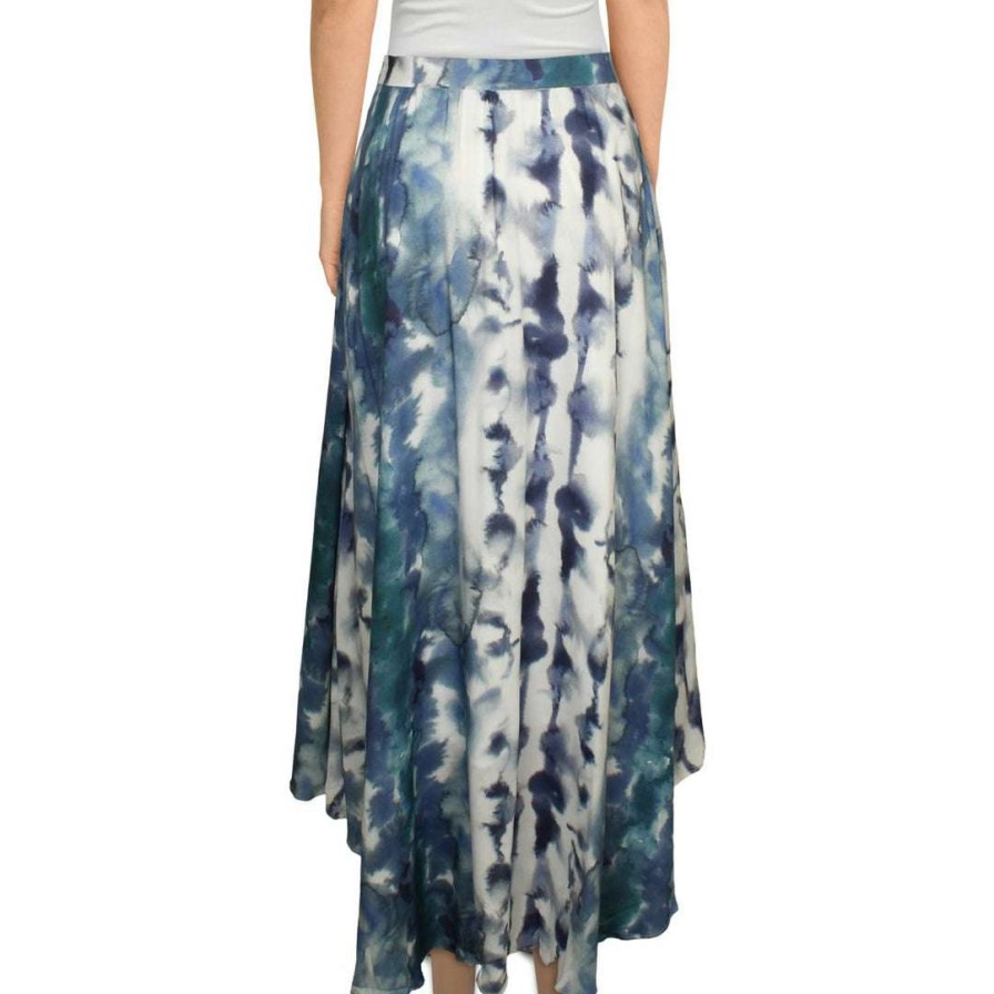 Clothing * | Hutch Womens Tie-Die Hi-Low A-Line Skirt Blue Motif