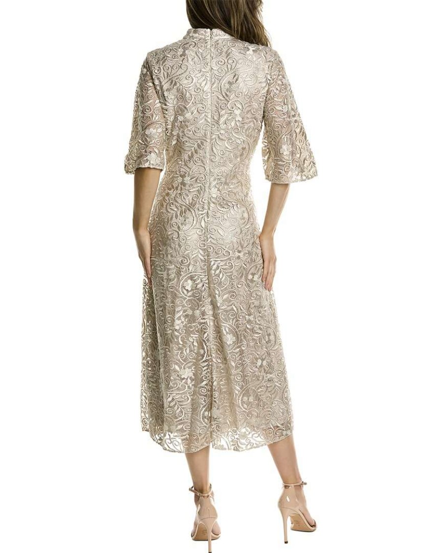 Clothing * | Women Js Collections Angela Midi Dress Gold