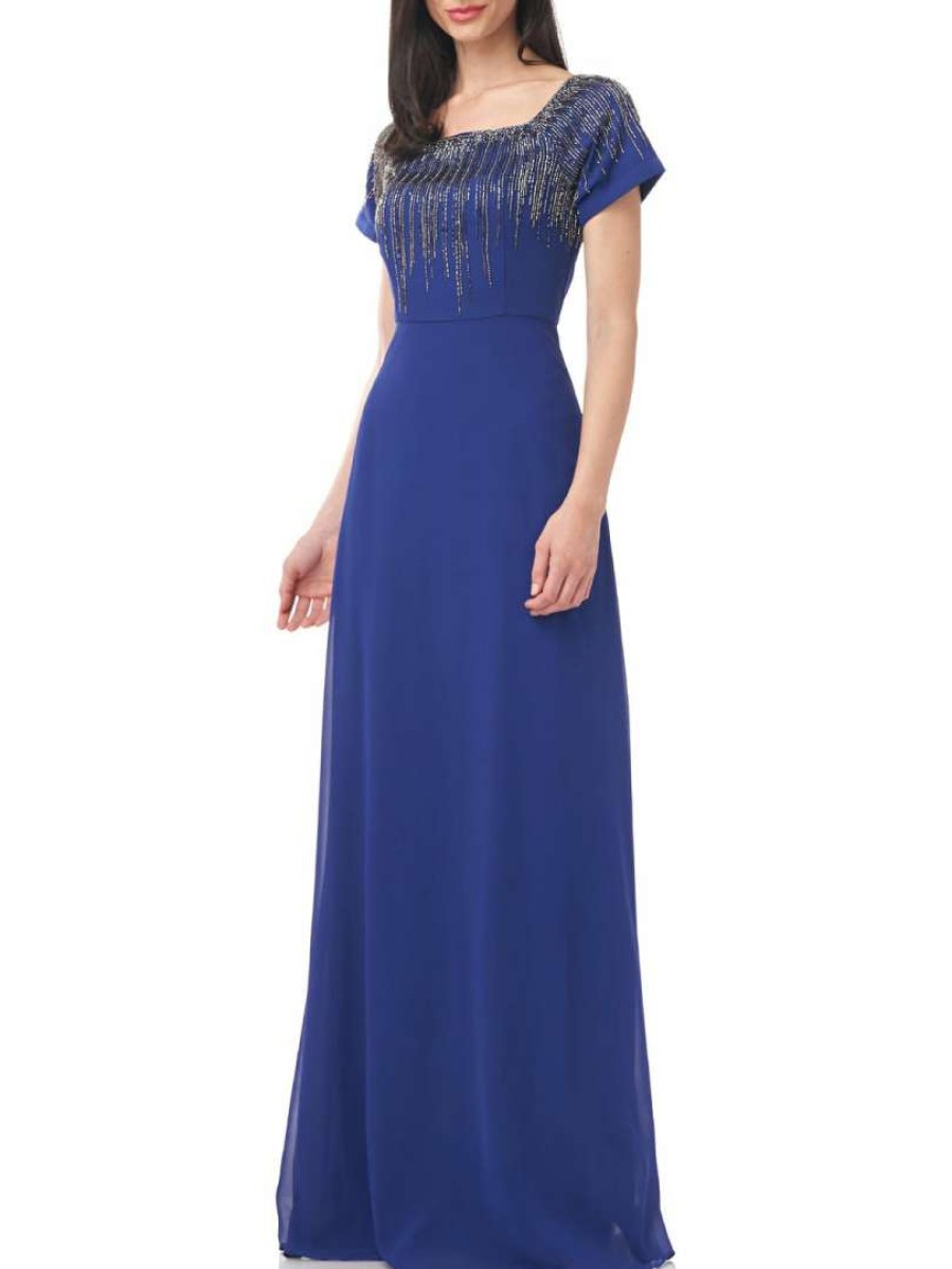 Clothing * | Js Collections Womens Embellished Maxi Evening Dress Navy Royal