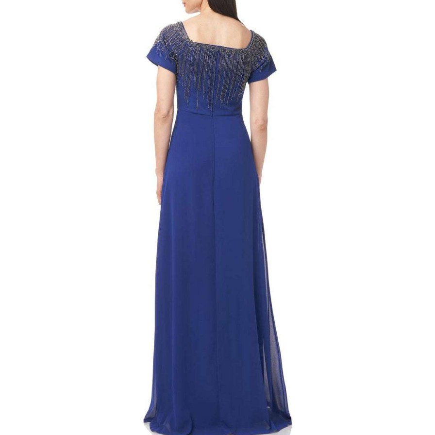 Clothing * | Js Collections Womens Embellished Maxi Evening Dress Navy Royal