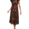 Clothing * | Women Js Collections Emilia Embroidered Midi Dress Black