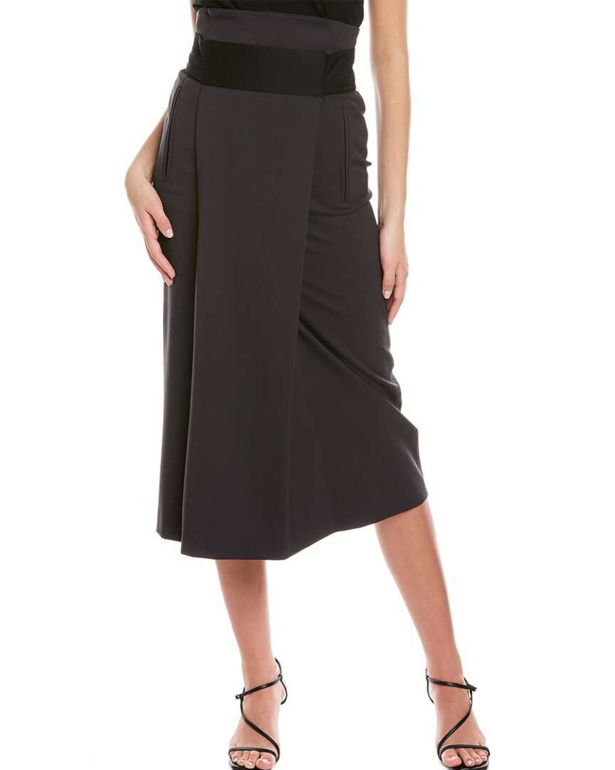 Clothing * | Women Peserico Wool-Blend Midi Skirt Black