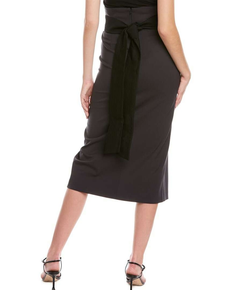 Clothing * | Women Peserico Wool-Blend Midi Skirt Black