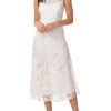 Clothing * | Js Collections Womens Floral Applique Midi Cocktail And Party Dress White