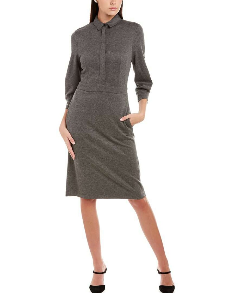 Clothing * | Women Peserico Wool-Blend Shirtdress Grey