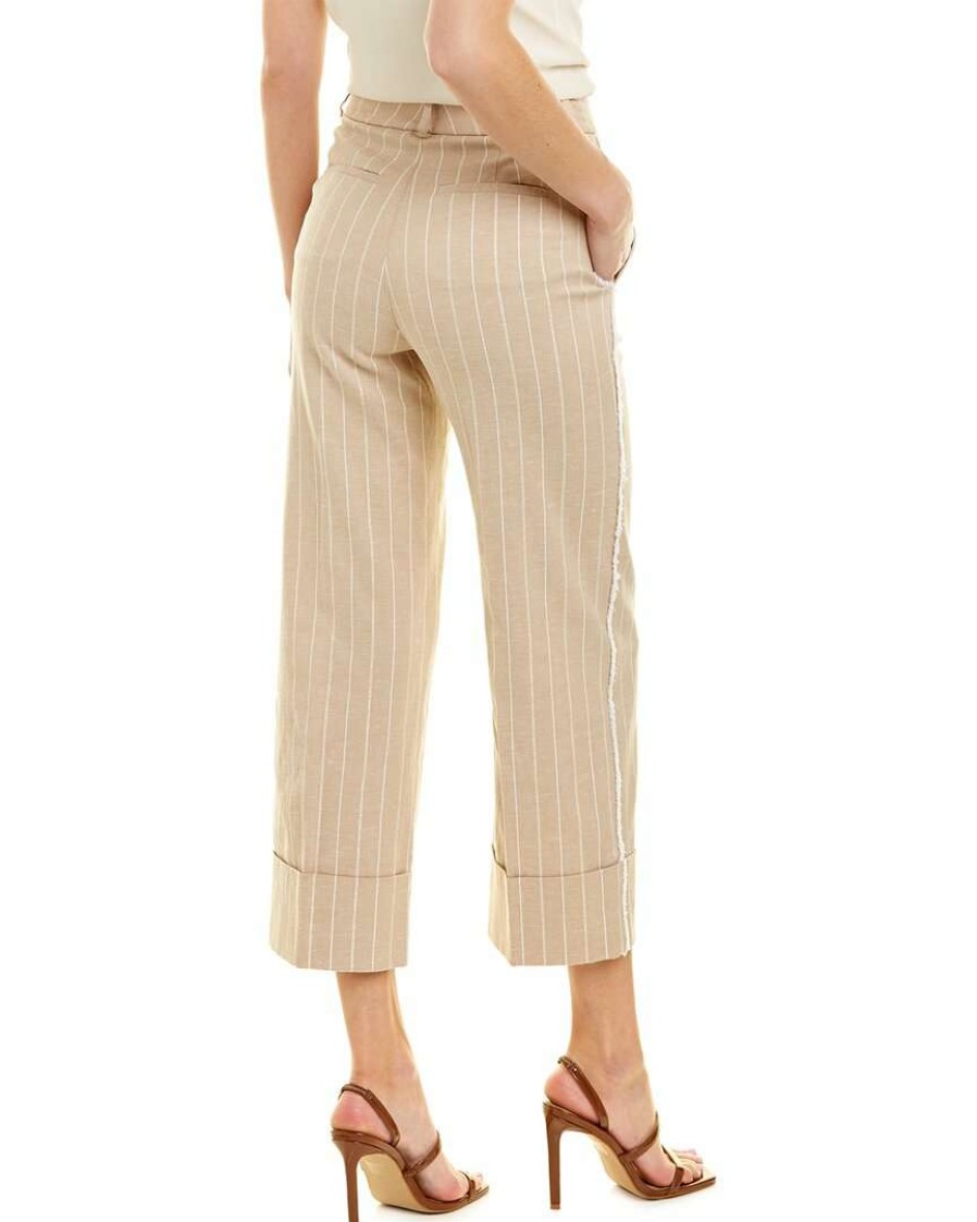 Clothing * | Women Peserico Fringe Linen-Blend Pant Beige