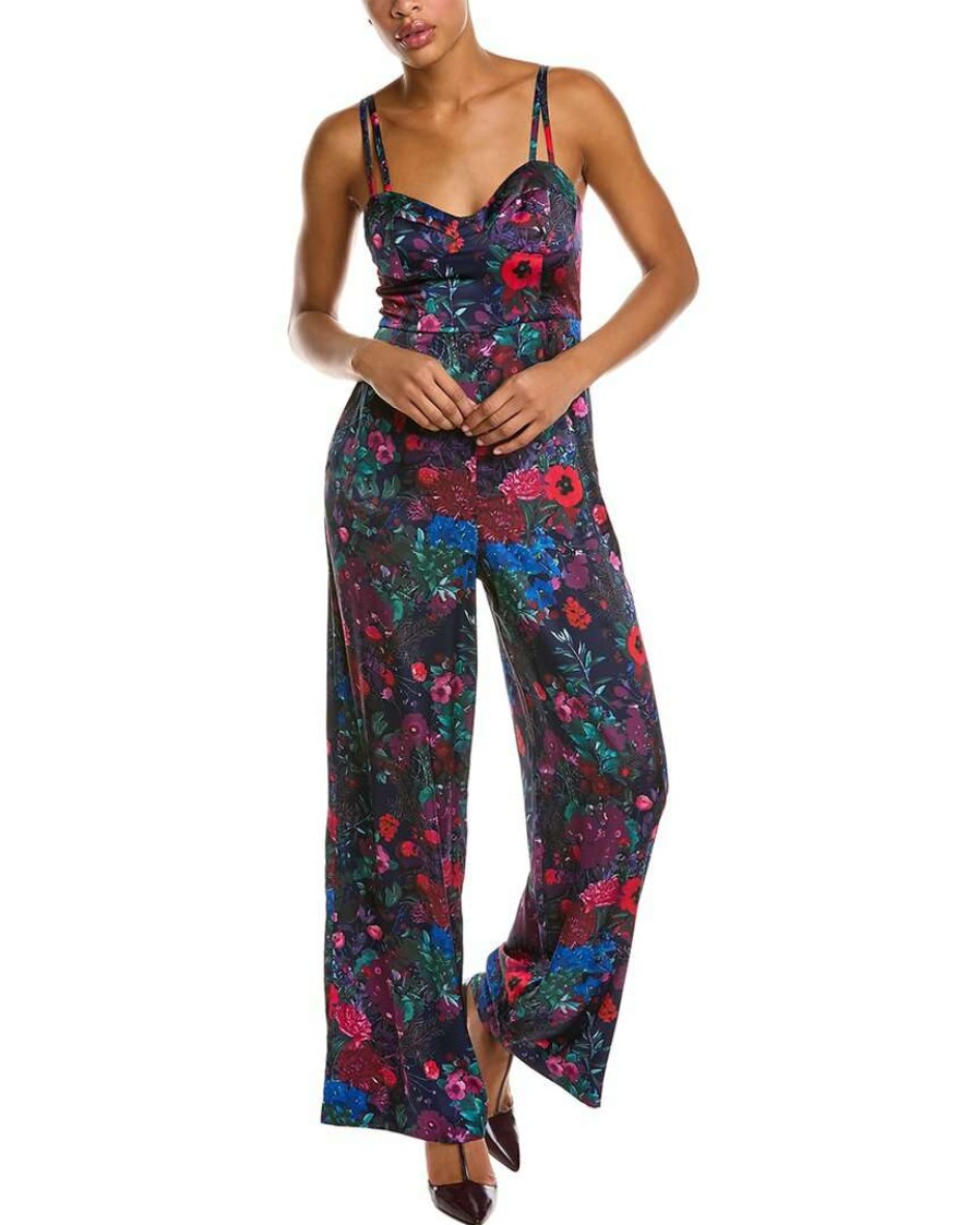 Jumpsuits-Rompers * | Women Hutch Villa Tropical Jumpsuit Blue